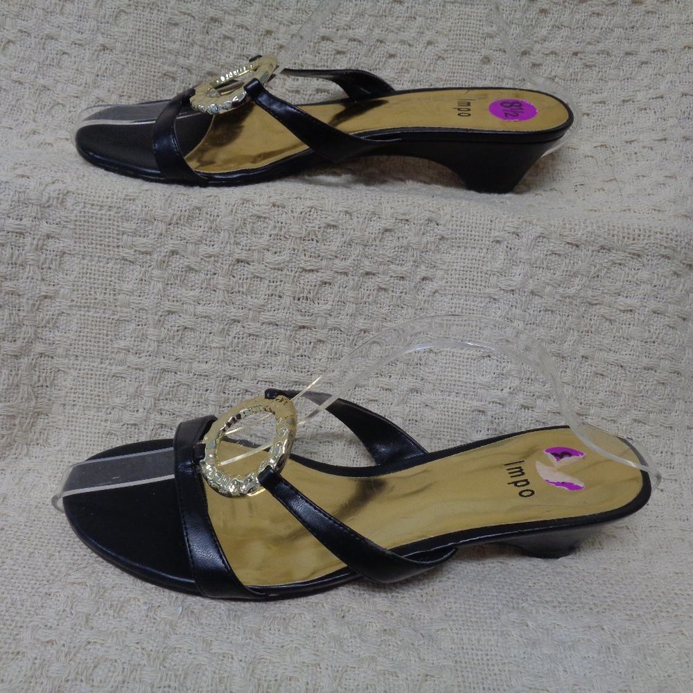 Impo black sandals with low heel and gold ring